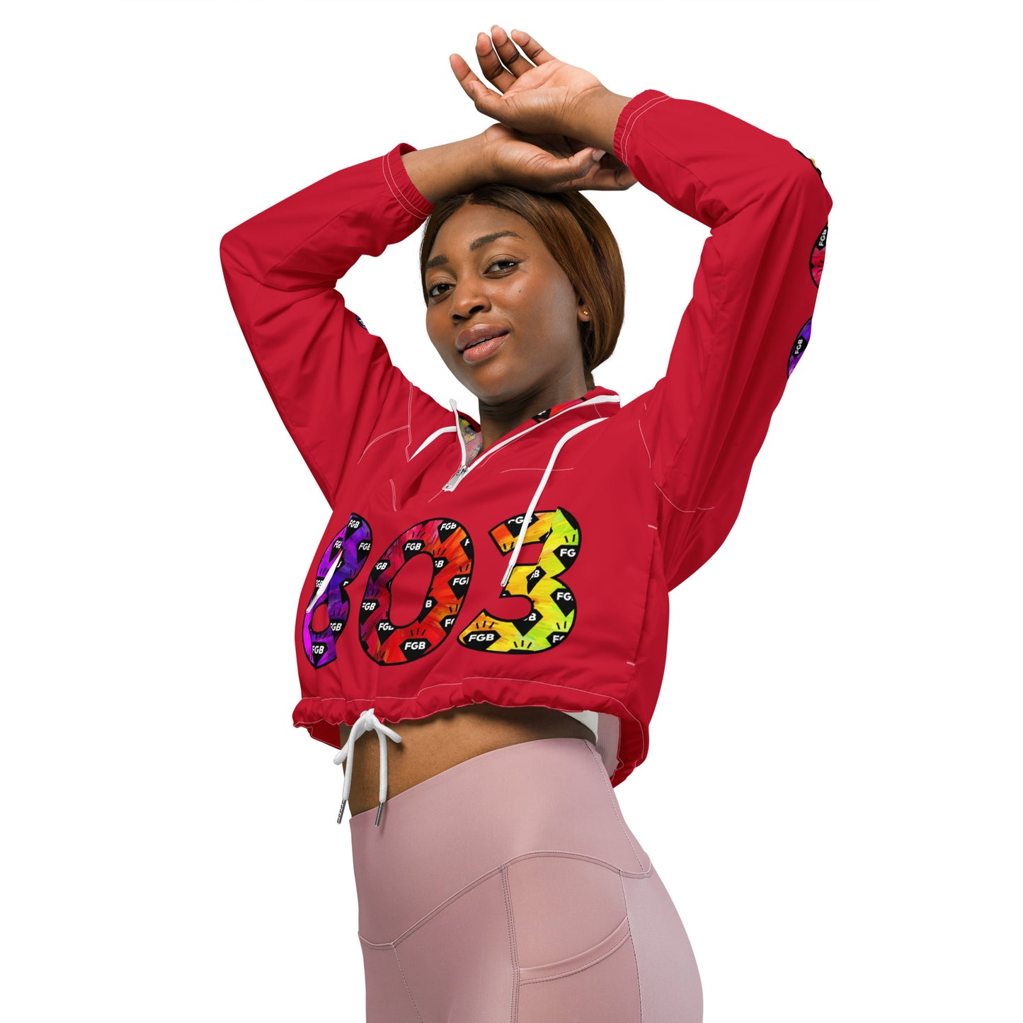 Multicolor 803 Women’s Cropped Windbreaker (Red)