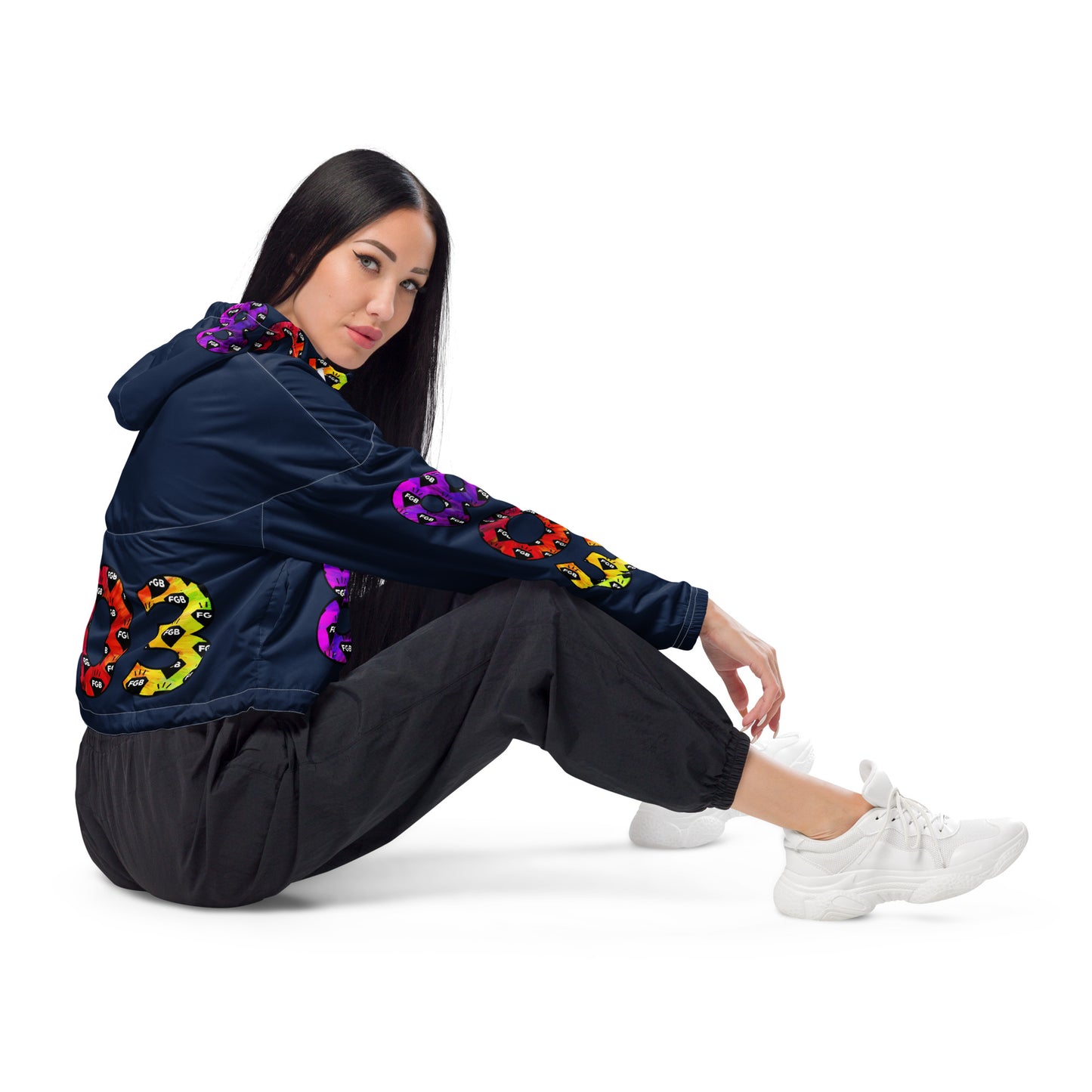 Multicolor 803 Women’s cropped windbreaker (Navy)