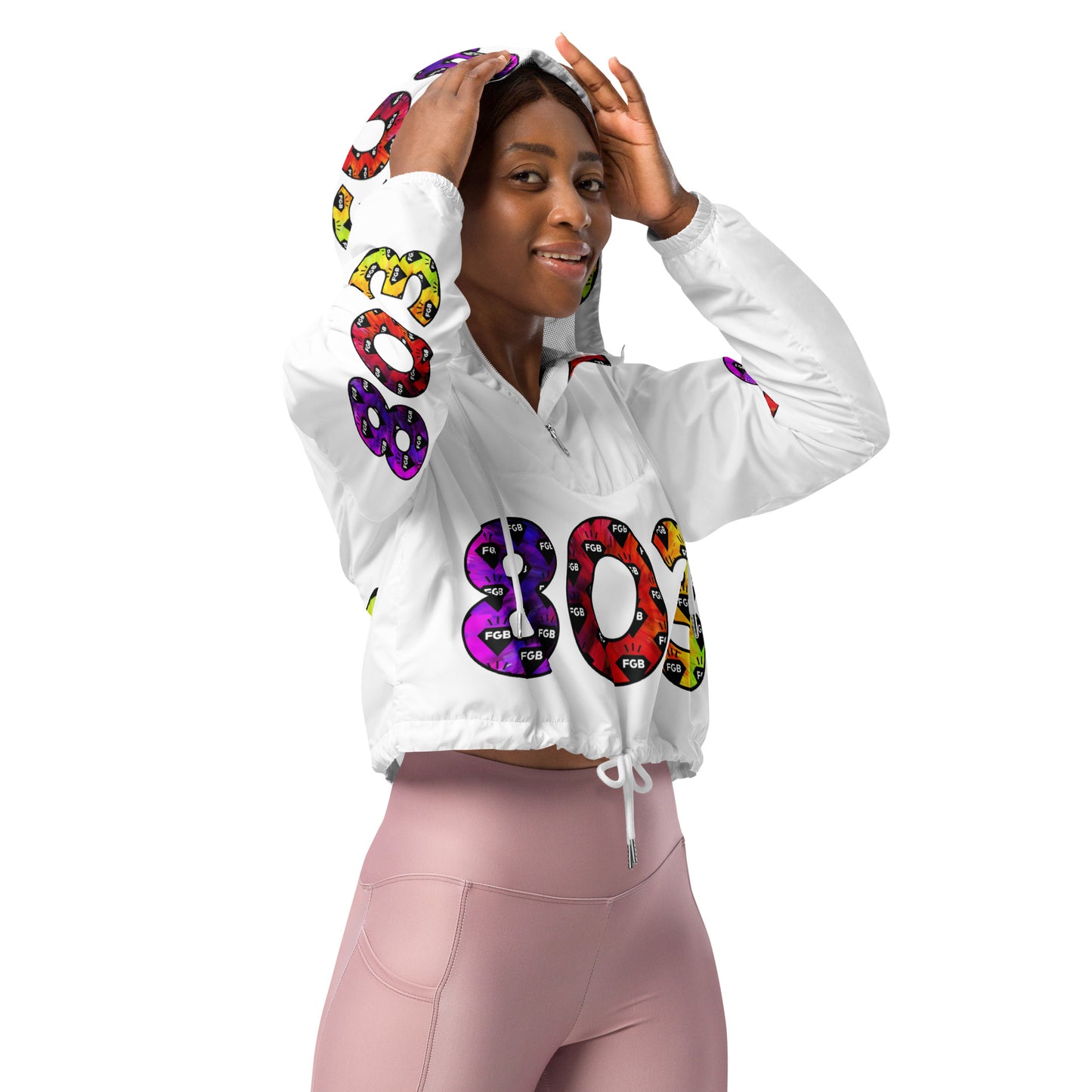 Multicolor 803 Women’s cropped windbreaker (White)